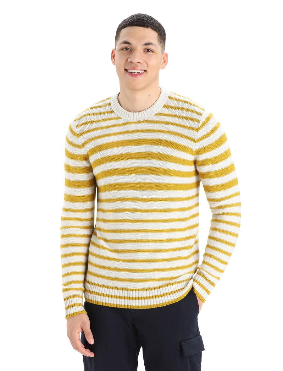 Ecru Heather / Silent Gold Icebreaker Merino Waypoint Crewe Men\'s Sweaters | AU 1223GSOL